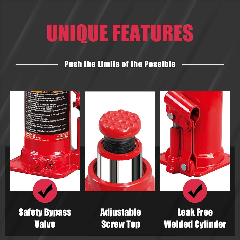 BIG RED 10 Ton (20,000 LBs) Torin Welded Hydraulic Car Bottle Jack for Auto Repair and House Lift, Red, TAM91003B