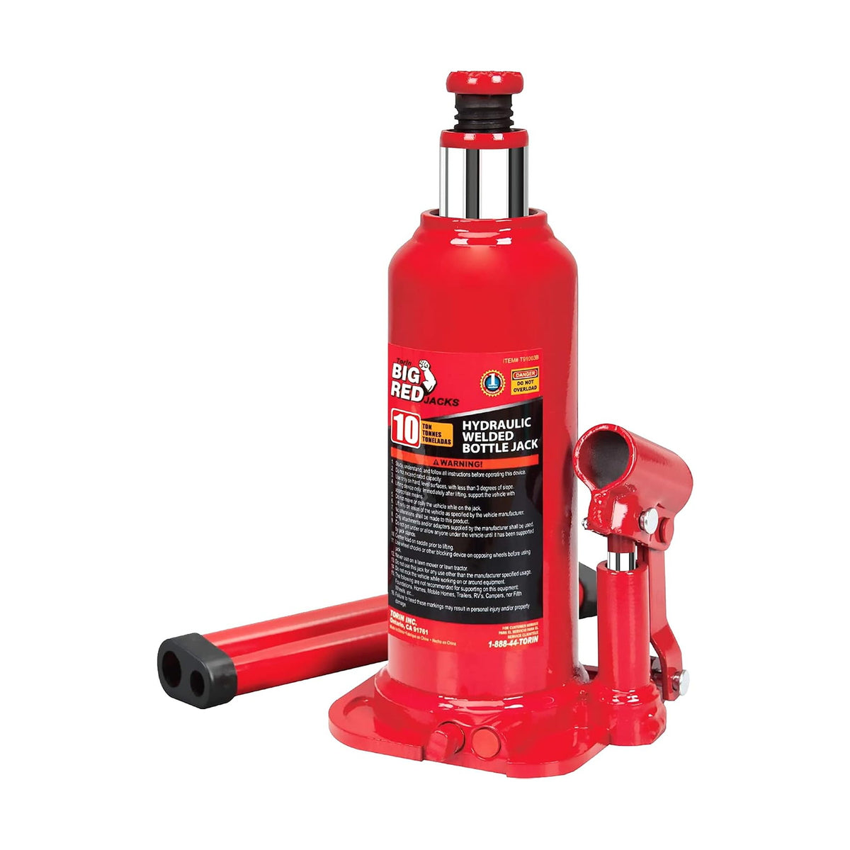 BIG RED 10 Ton (20,000 LBs) Torin Welded Hydraulic Car Bottle Jack for Auto Repair and House Lift, Red, TAM91003B